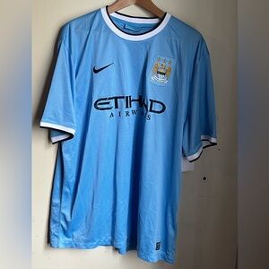 NWT Nike Sky Blue and White Soccer MANCHESTER CITY Jersey with Black Accents